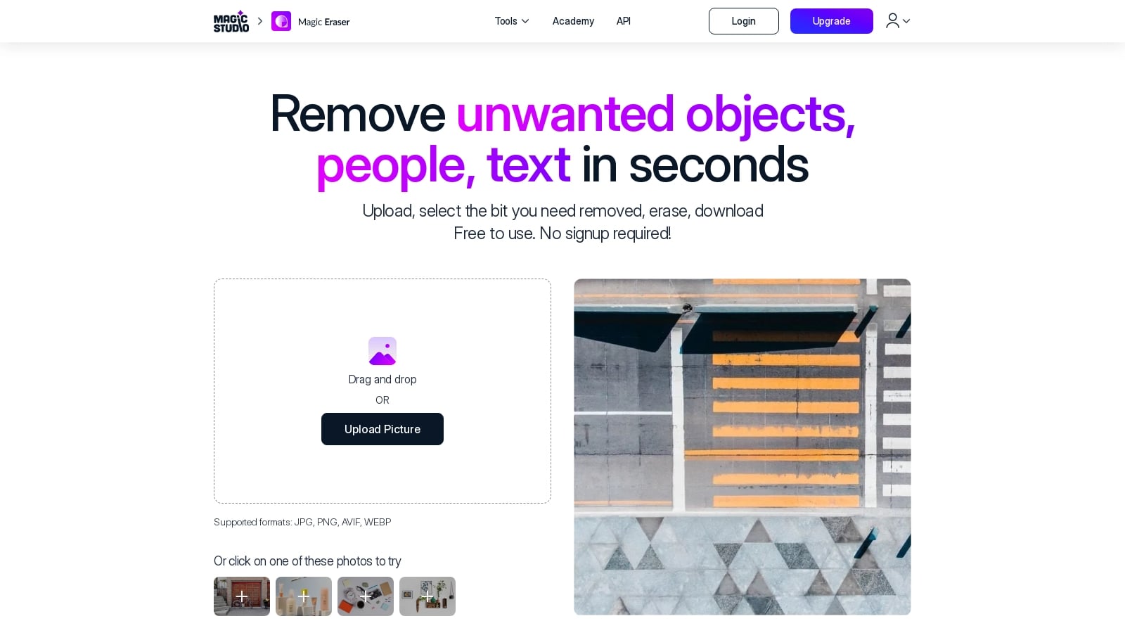Интерфейс Magic Eraser в Magic Studio