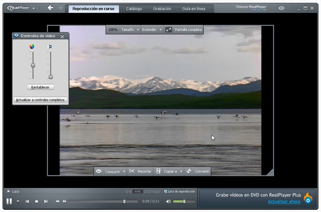 Интерфейс старой версии RealPlayer с панелью воспроизведения