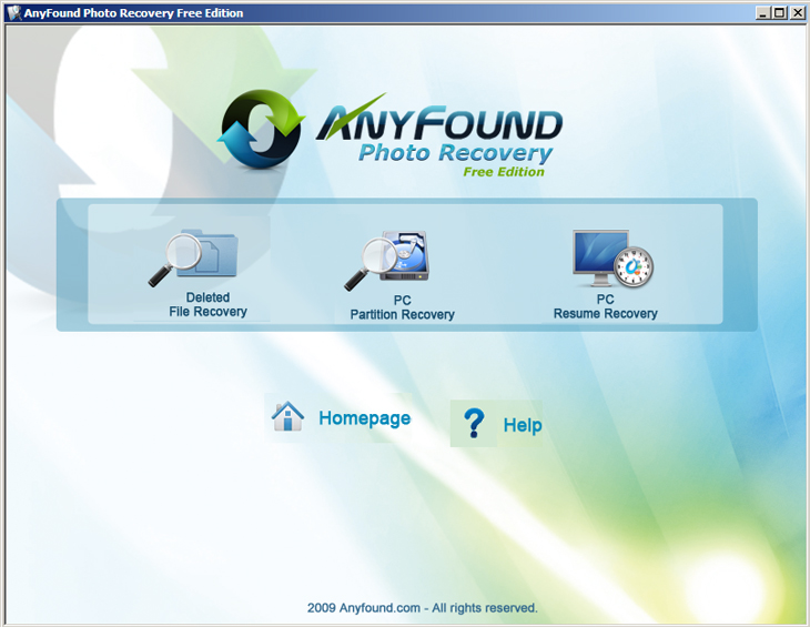 Выбор режима восстановления в AnyFound Photo Recovery
