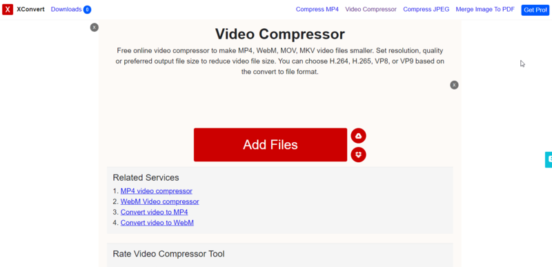 Интерфейс XConvert с кнопкой Add Files