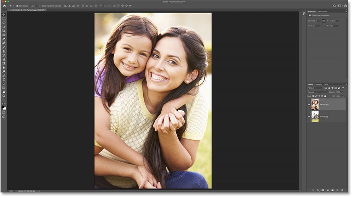 Два изображения в одном документе Photoshop