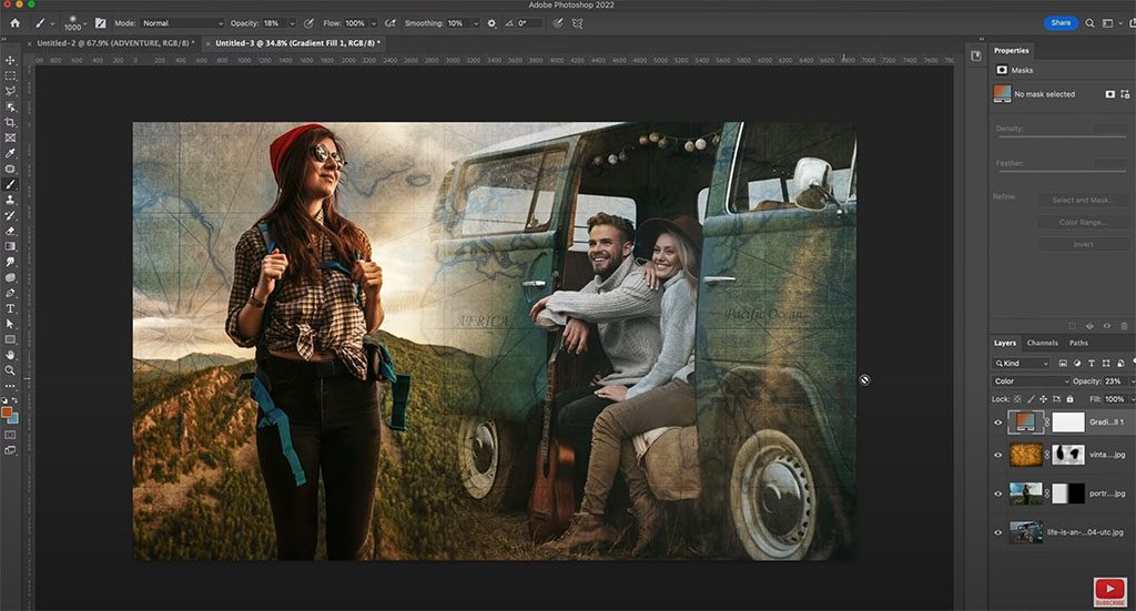Результат смешанного фотоколлажа в Photoshop