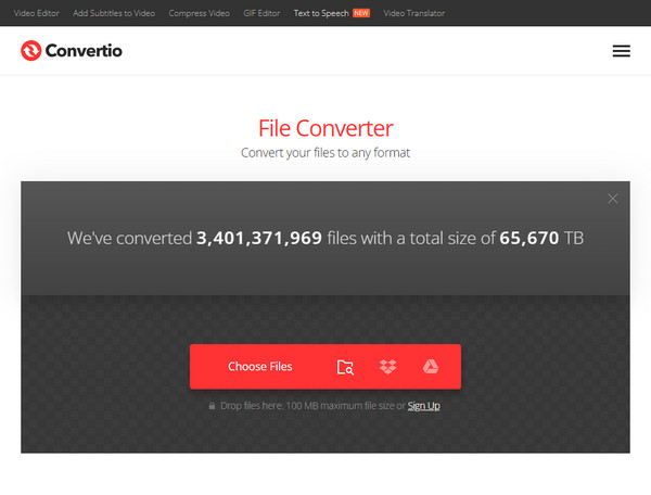 Добавление MP4 в Convertio