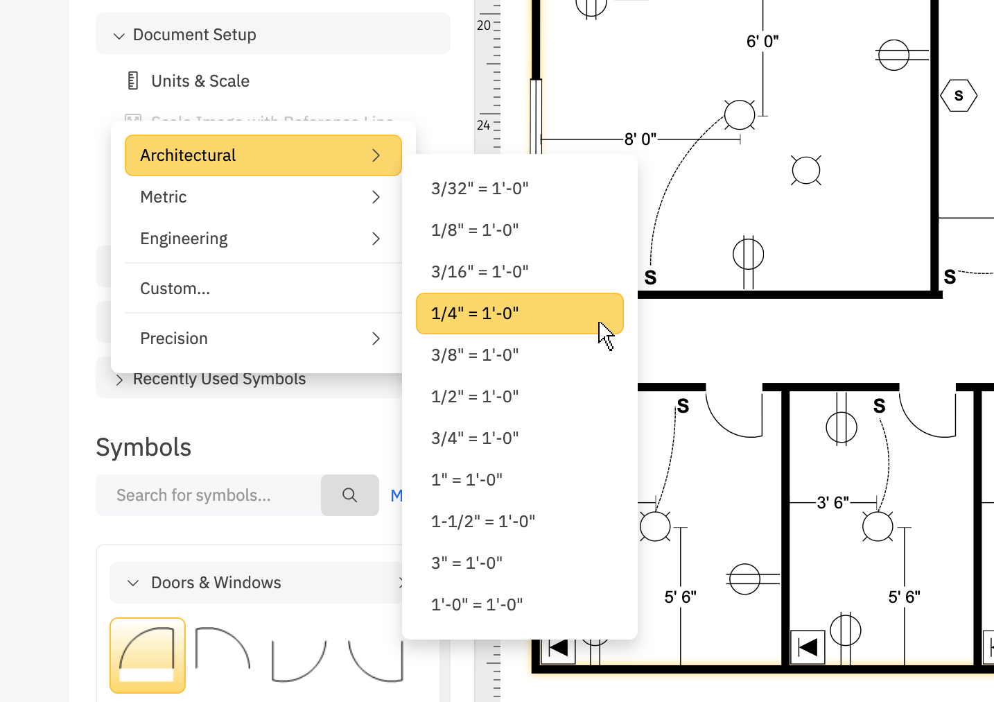 Настройка масштаба документа в SmartDraw