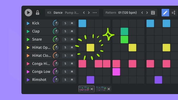 Beatbox Pro 3 в MAGIX Music Maker с сеткой ударного паттерна