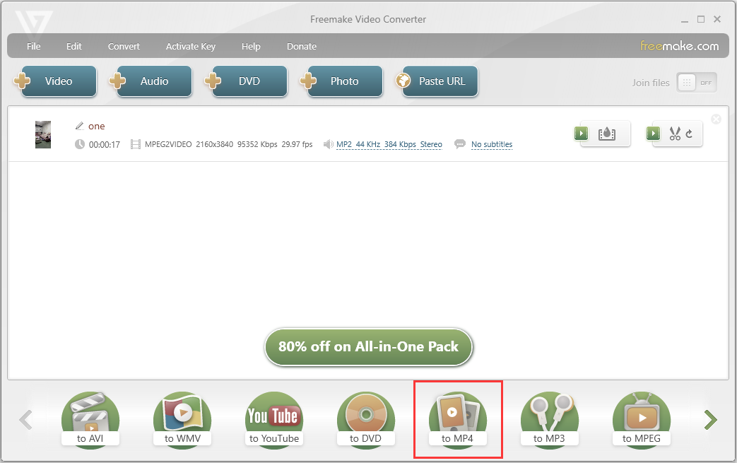 Главное окно MiniTool Video Converter с добавленным файлом