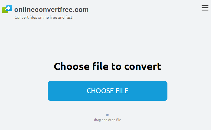 OnlineConvertFree интерфейс или шаг конвертации