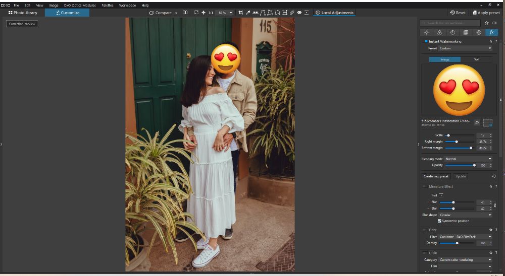 Интерфейс DxO PhotoLab с наложенным изображением