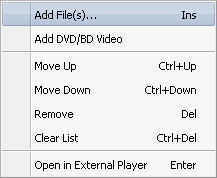 AVS Video Converter: Express Menu с командой Add File(s)