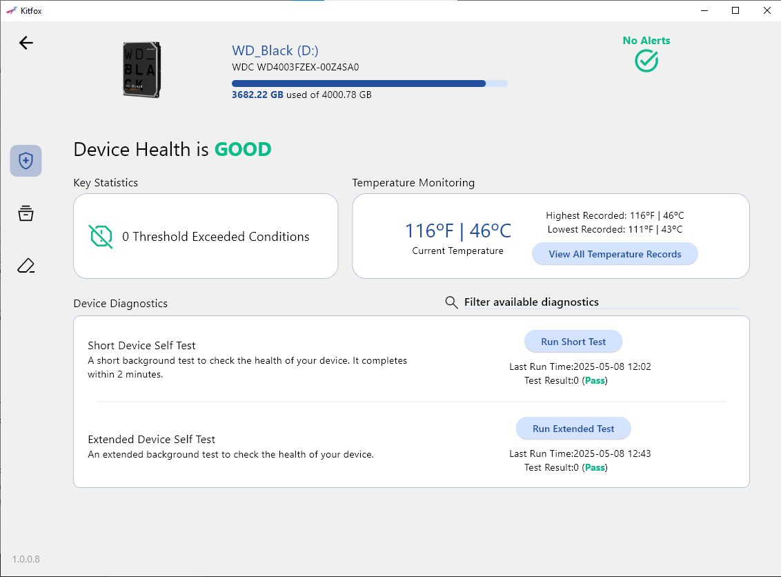 Western Digital Kitfox Device Health