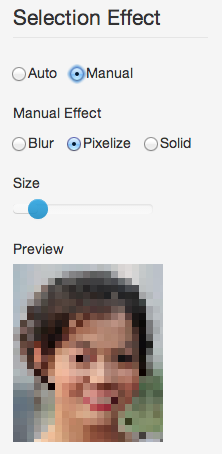 Ручной режим Blur Pixelize Solid в Facepixelizer