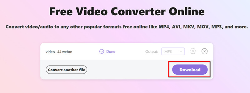 Готовый MP3 в ArkThinker Free Video Converter Online и кнопка Download