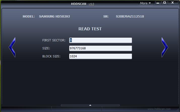 Параметры surface test HDDScan