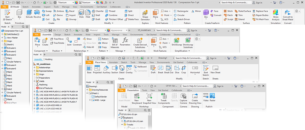 Интерфейс Autodesk Inventor