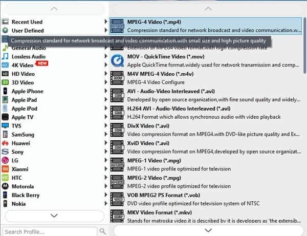 Выбор MP4 в Aiseesoft Video Converter Ultimate