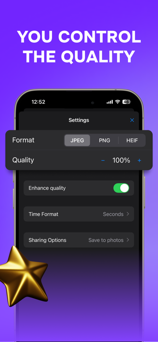Frame Picker на iPhone: выбор JPEG и качества