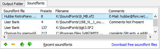Вкладка SoundFonts в MIDI Converter Studio X с несколькими банками SF2