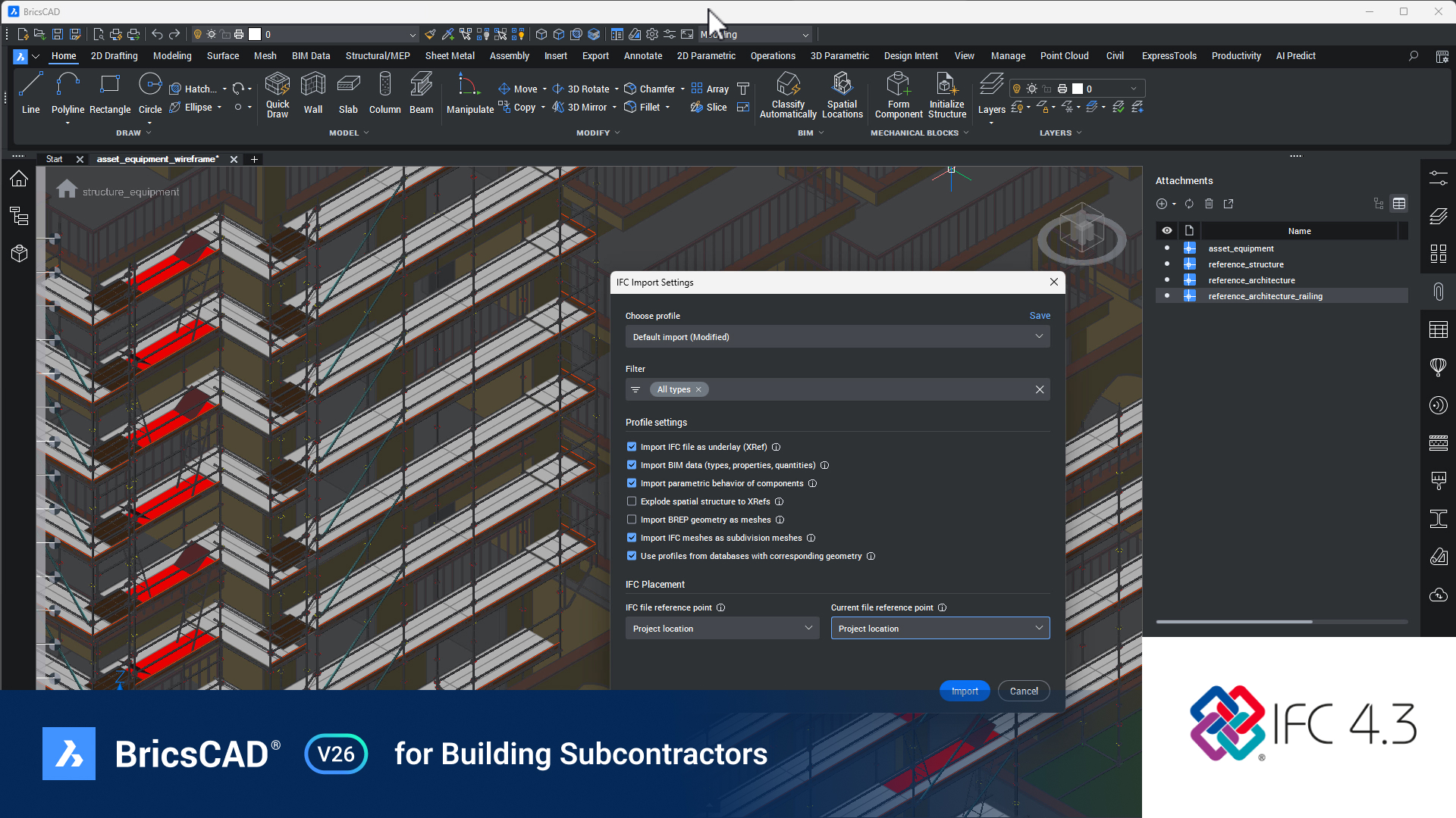 IFC-импорт и работа с BIM-данными в BricsCAD
