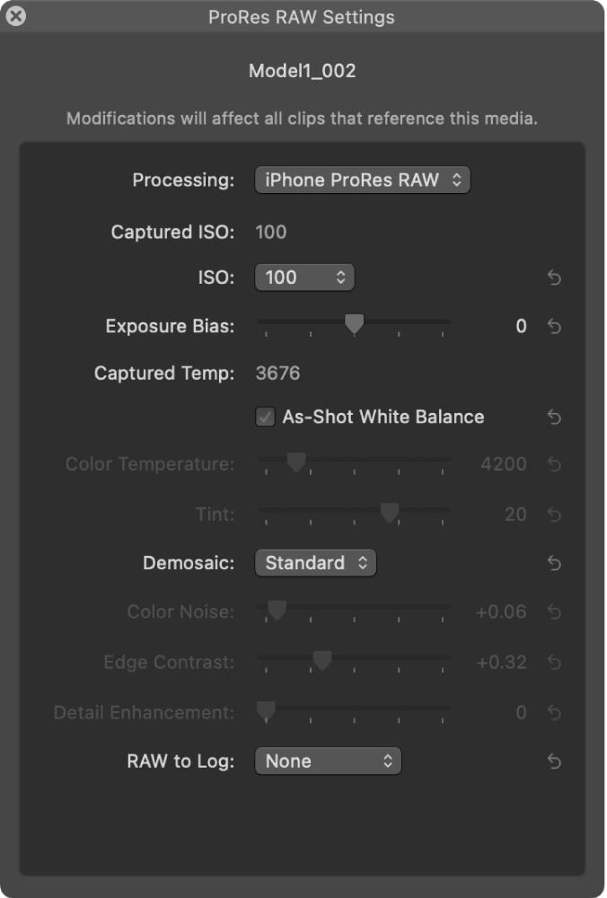 Расширенные iPhone ProRes RAW Settings в Final Cut Pro