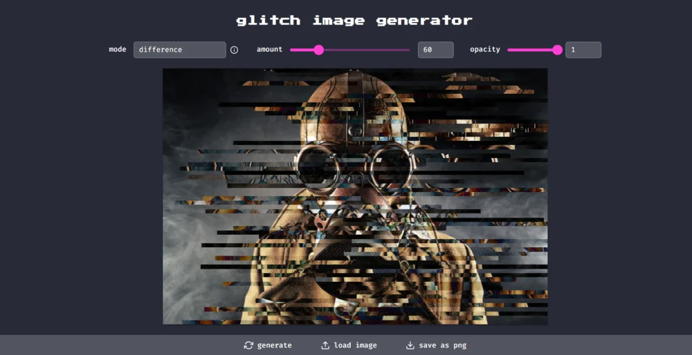 Интерфейс Glitch Image Generator