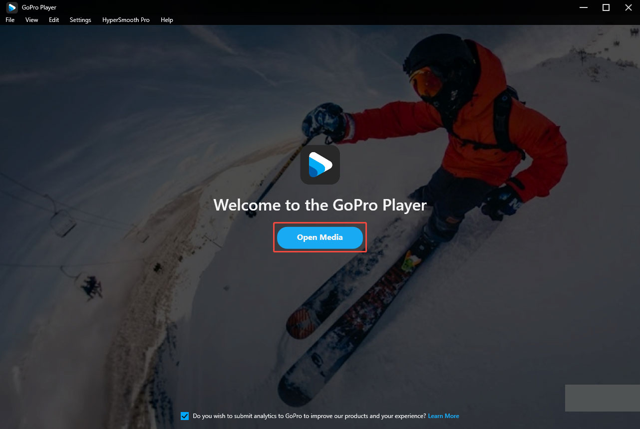 GoPro Player: команда Open Media для открытия GoPro-видео