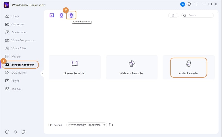 Модуль Screen Recorder в UniConverter