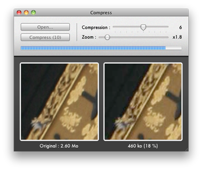 Пакетная обработка изображений в Compress с индикатором выполнения