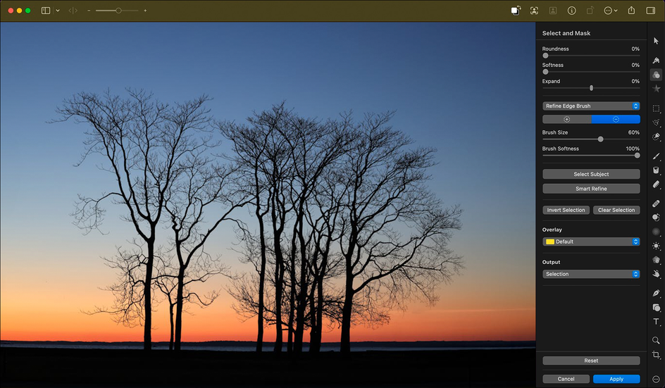Интерфейс Pixelmator Pro на macOS