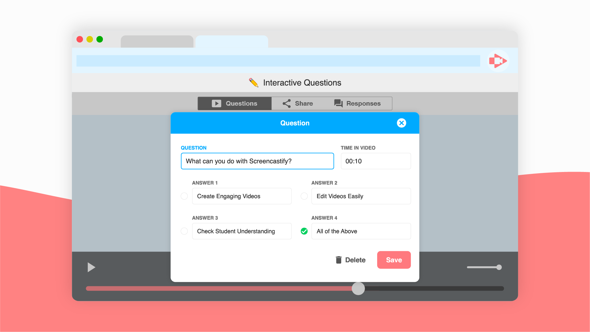 Добавление Interactive Questions в Screencastify