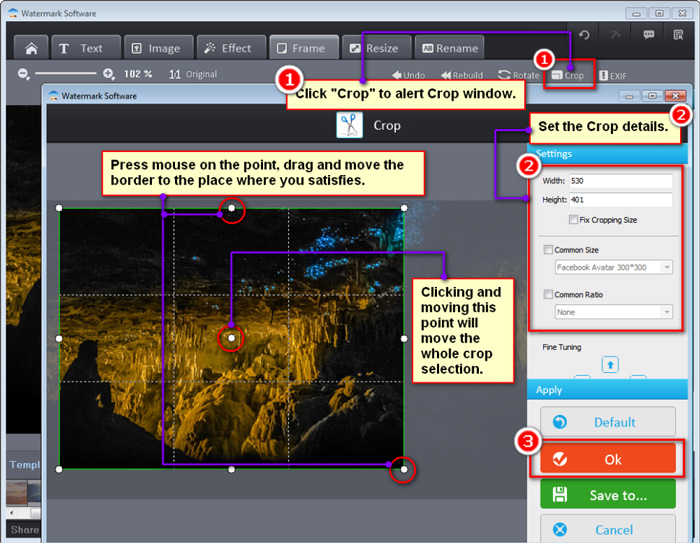 Кадрирование изображения в Watermark Software