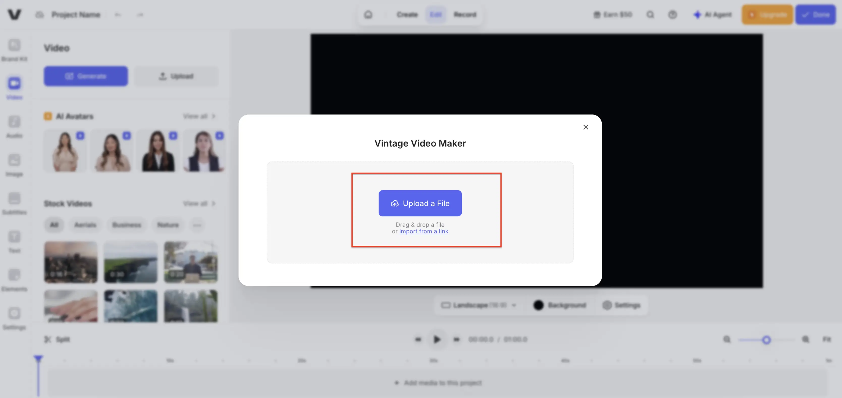 Загрузка видео в VEED.IO