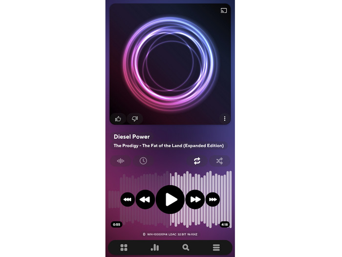 Poweramp на Android: экран воспроизведения аудиофайла