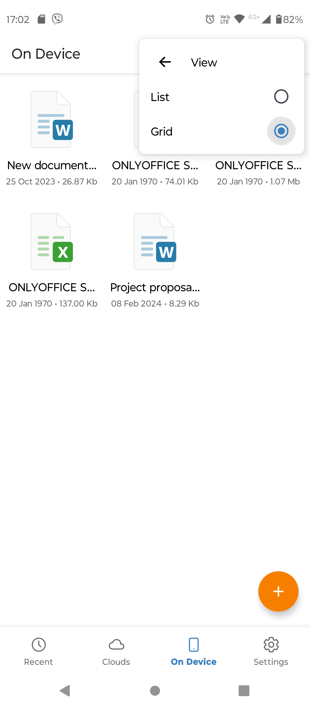 ONLYOFFICE Documents на Android: локальные файлы в разделе On Device