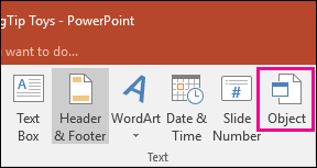 Диалог Insert Object в Microsoft PowerPoint