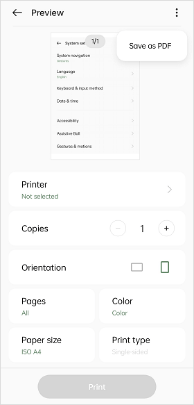 Предварительный просмотр сохранения изображения в PDF на Android