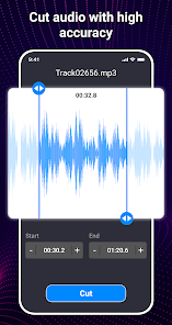 Интерфейс Audio Editor, Music Cutter с волновой формой и границами обрезки