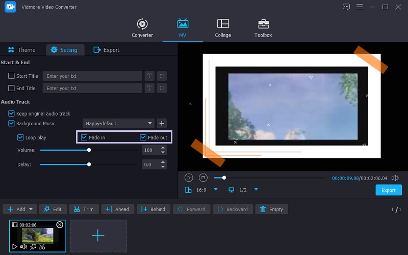Настройки Fade In и Fade Out в Vidmore Video Converter