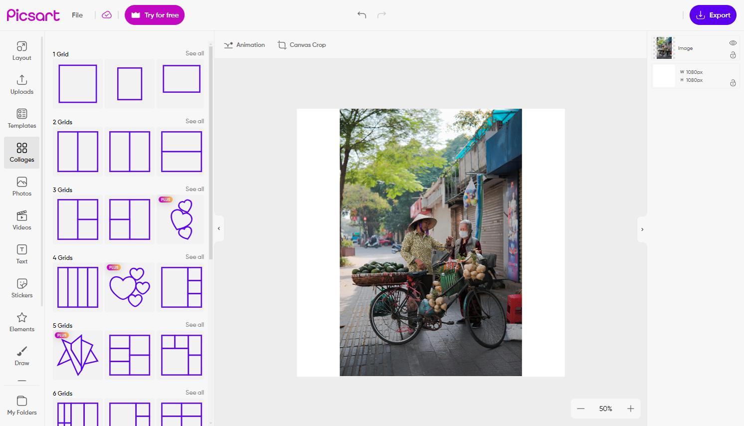 Интерфейс онлайн-редактора Picsart, изображение 1