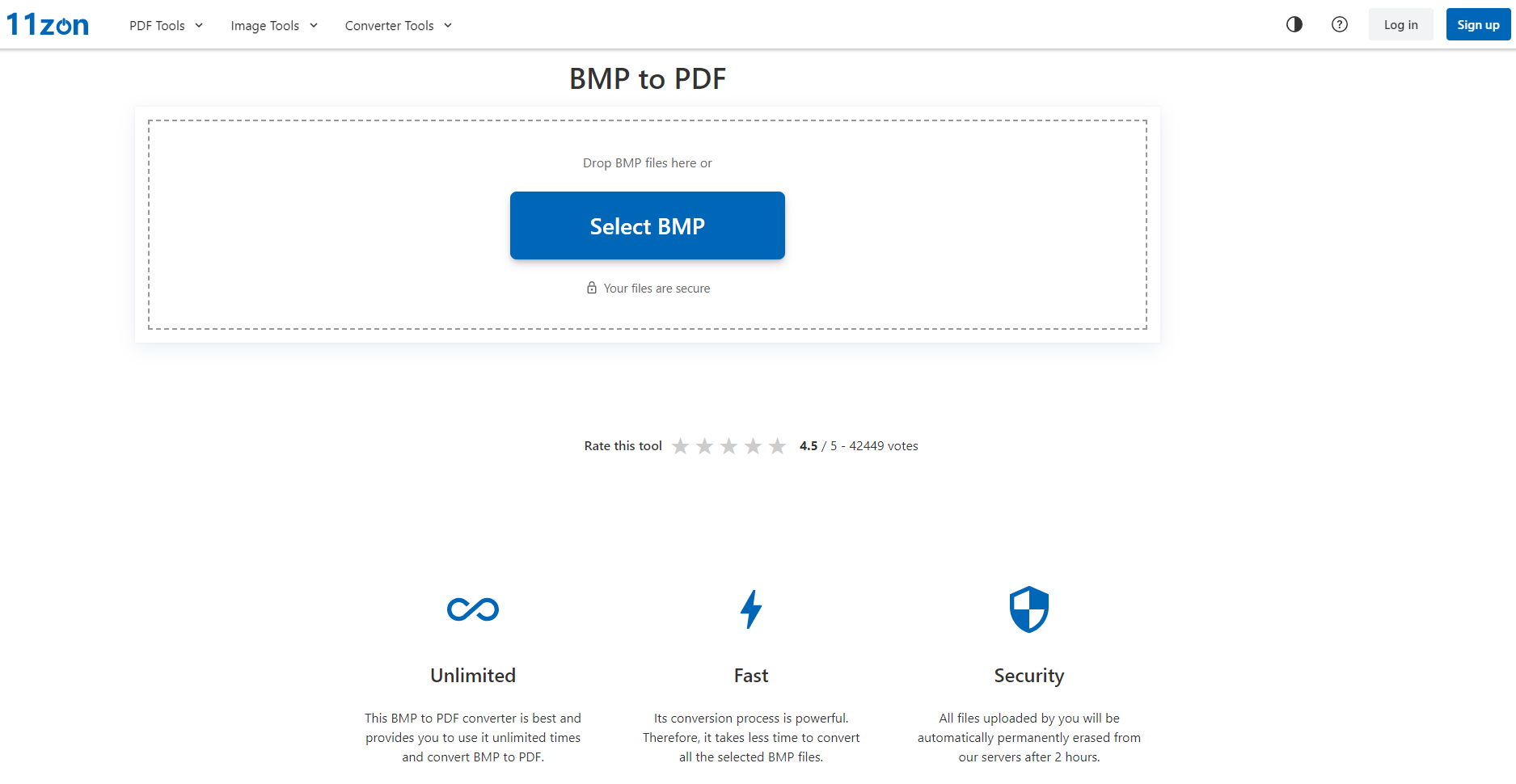 Интерфейс 11zon BMP to PDF