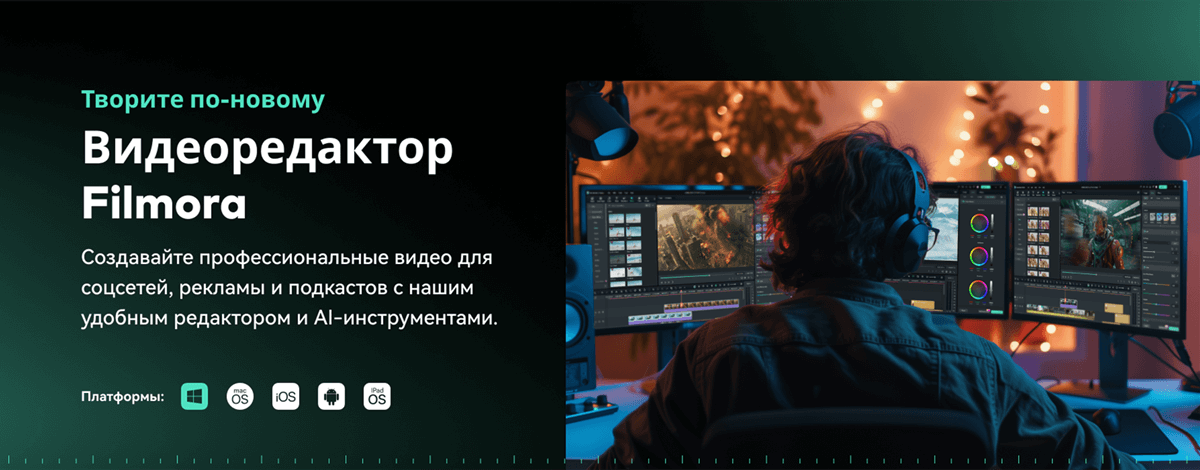Таймлайн и медиатека Wondershare Filmora