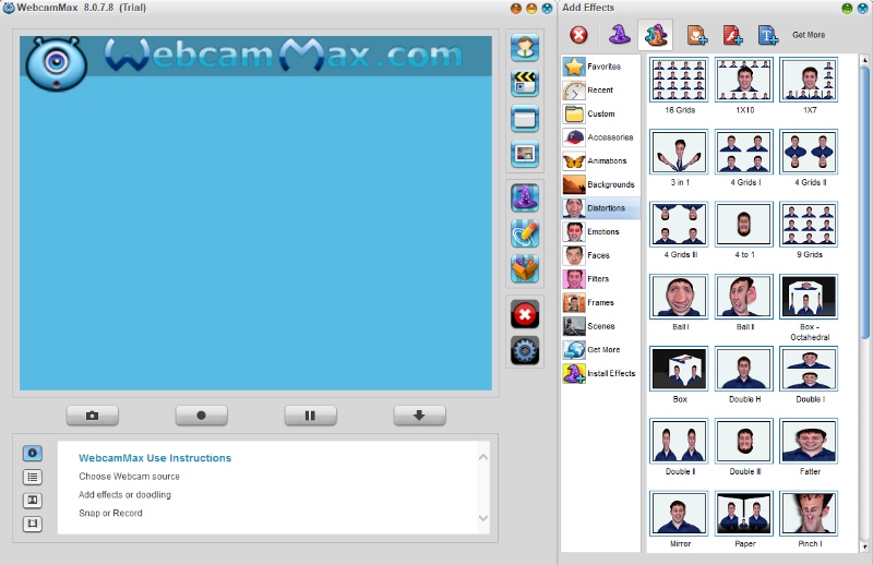 Рабочий интерфейс WebcamMax