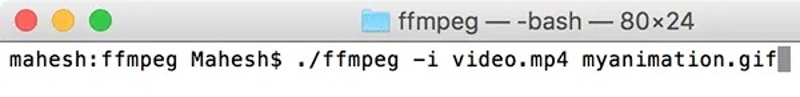 Пример преобразования MP4 в GIF с помощью FFmpeg в командной строке