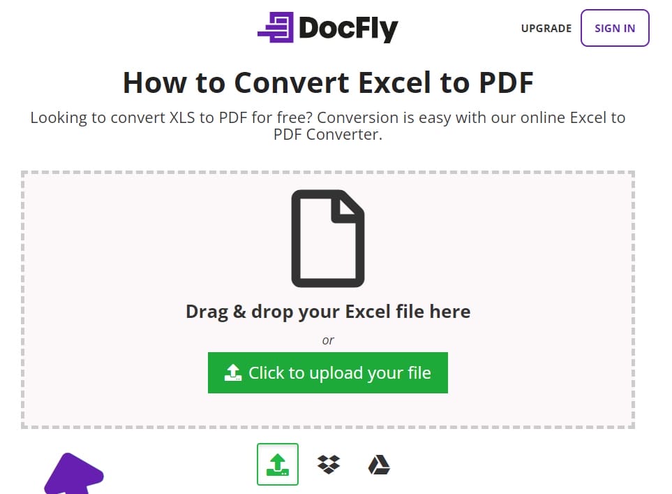 Интерфейс DocFly при конвертации Excel или XLS в PDF