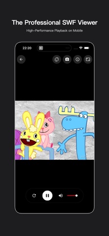 Окно воспроизведения SWF в SWF Player: Flash Movie Player на iPhone