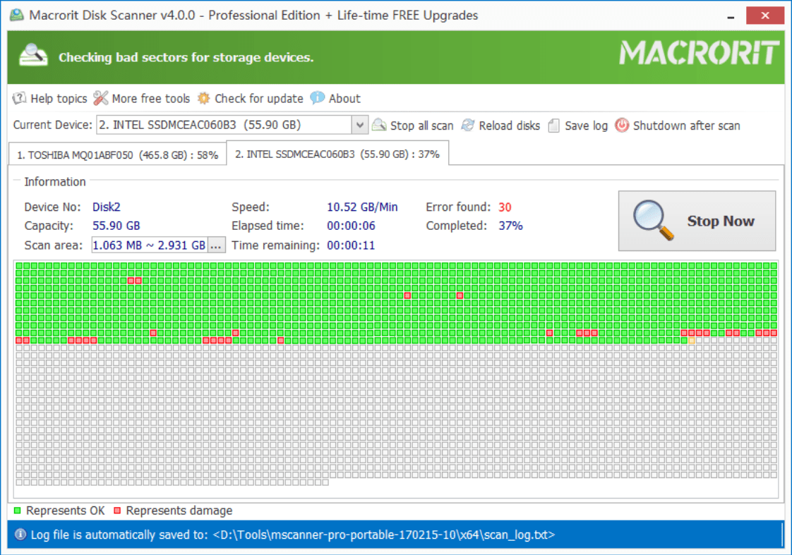 Карта поверхности Macrorit Disk Scanner