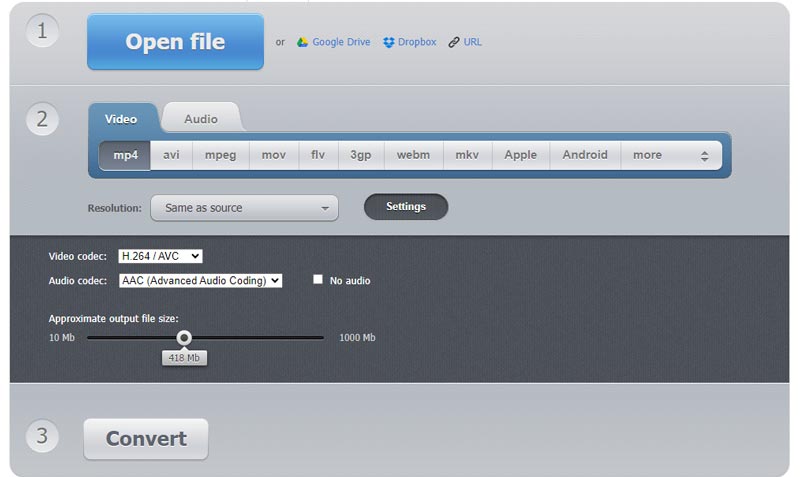 Интерфейс 123Apps для конвертации WMV в MP4