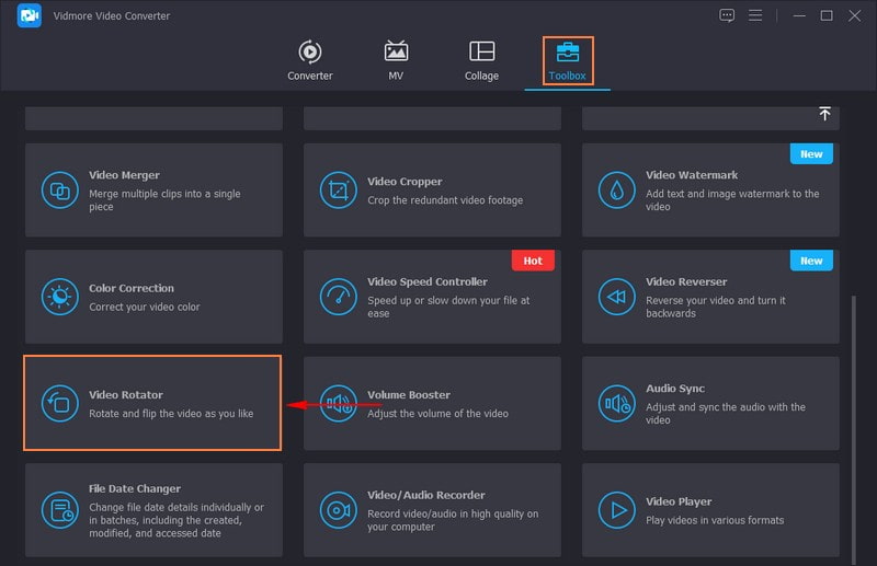 Поиск Video Rotator в Vidmore Video Converter