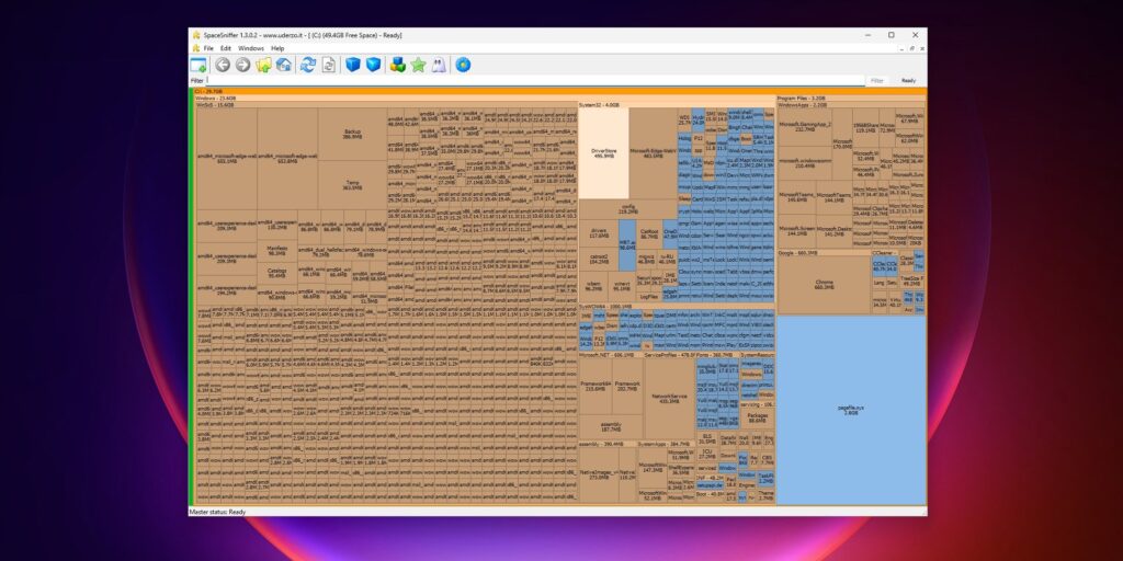 Treemap диска в SpaceSniffer