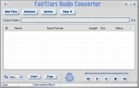 Главное окно FairStars Audio Converter с очередью и выбором MP3