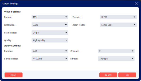 AnyRec Video Converter: окно Output Settings